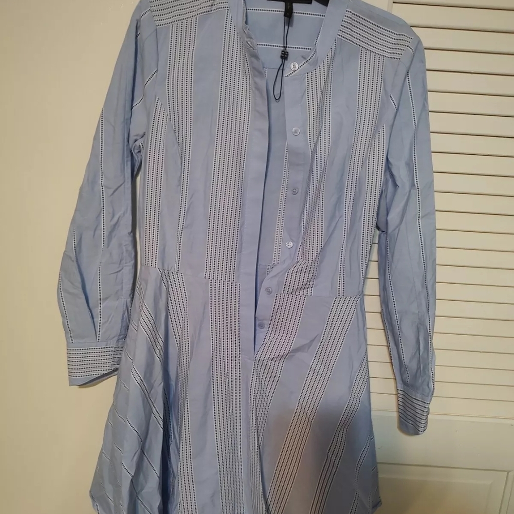 Blue Striped Button-Up Dress